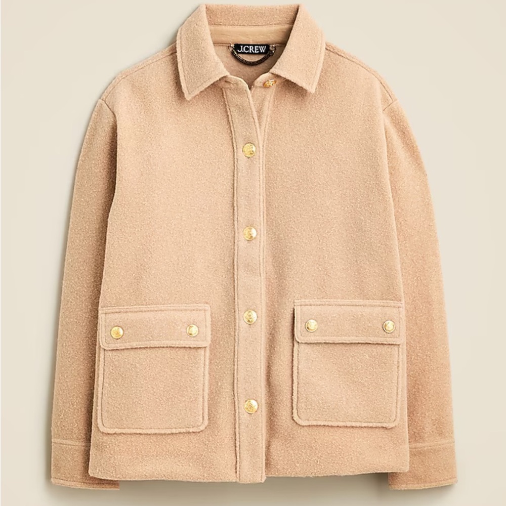 J Crew Boucle Shirt jacket sandstone- Size medium